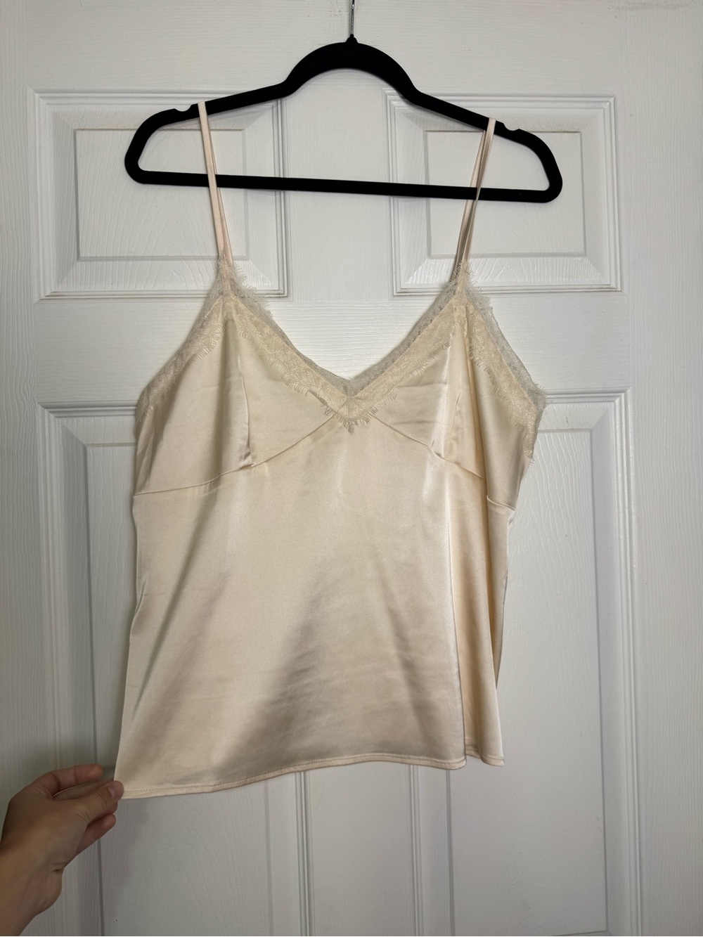 Sans Souci Satin Lace-Trim Camisole in Cream